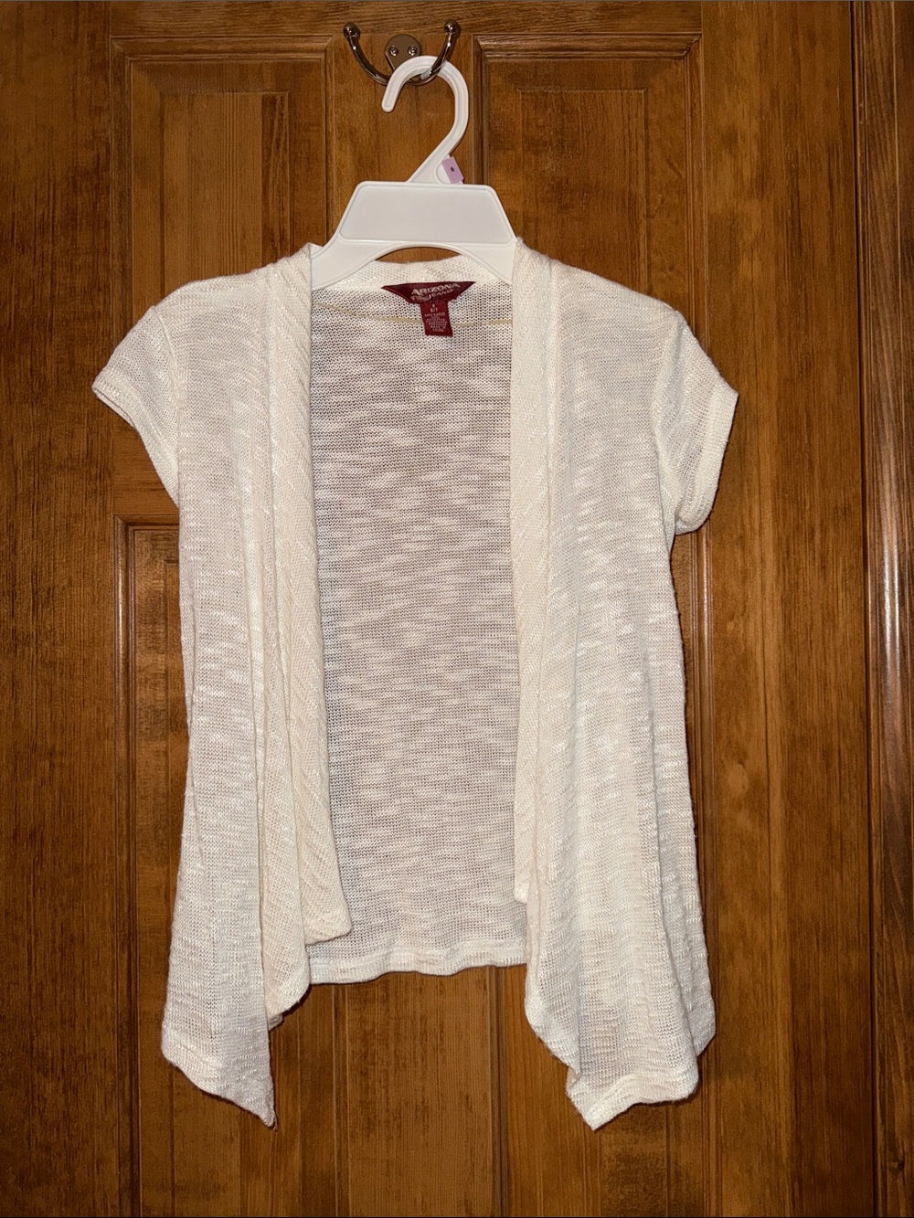Arizona Jean Company Ivory Open-Front Short-Sleeve Cardigan